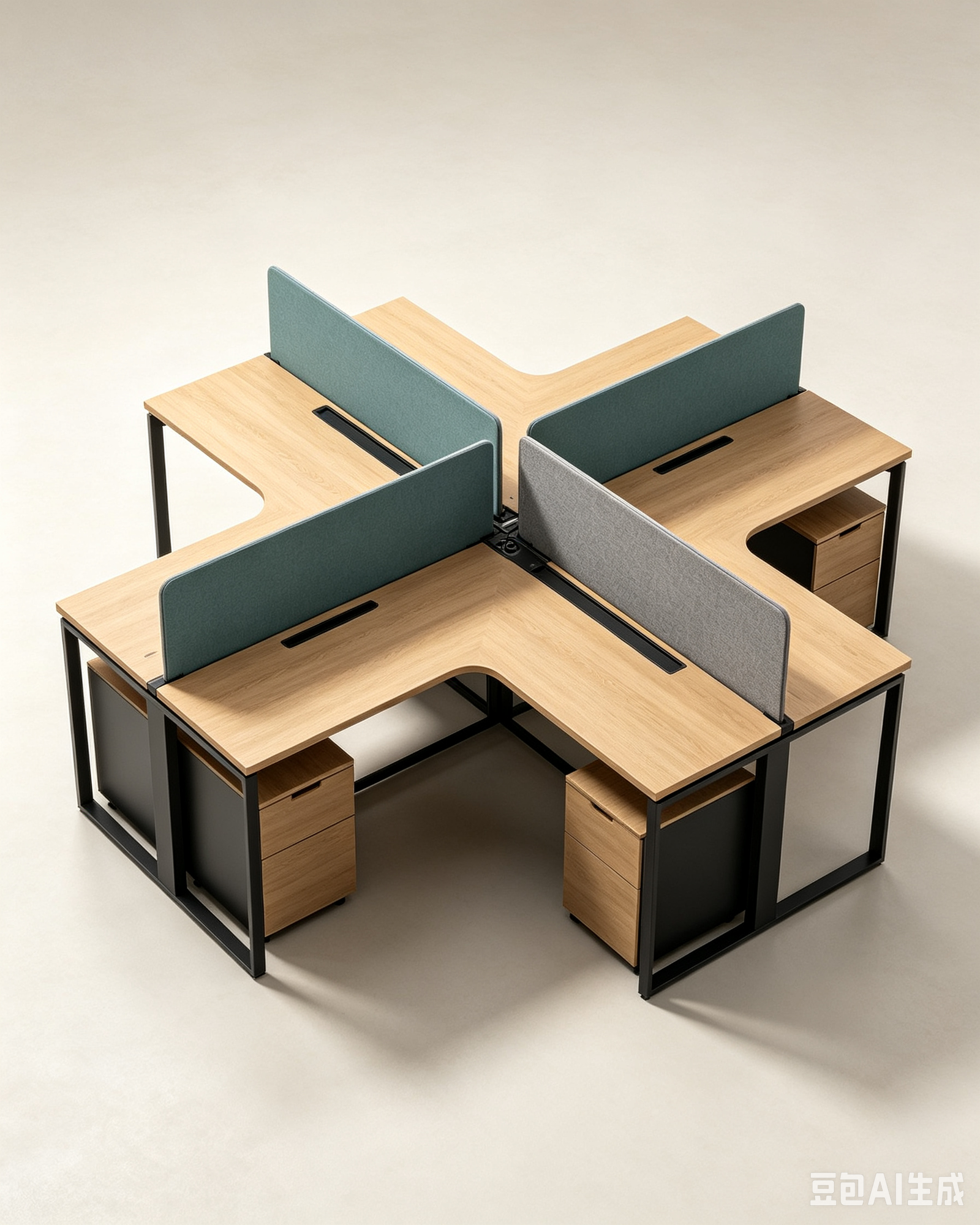 GridWork JL-W610 four-person modular workstation
